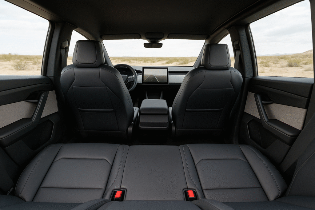 Tesla Cybertruck interior back seat